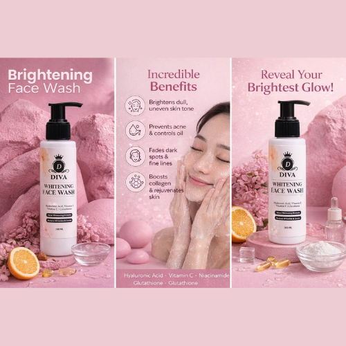 Diva Whitening Face Wash with Vitamin C & Hyaluronic Acid, Niacinamide