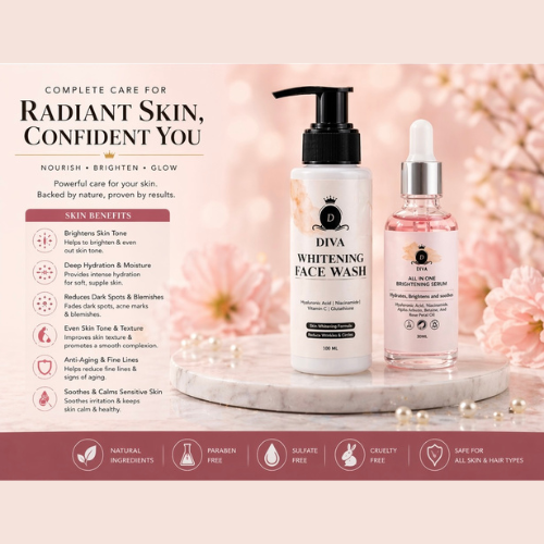 Diva Whitening  (Face Wash + Serum) – Brightening & Deep Cleansing Facial Wash for Clear, Radiant Skin (100ml)